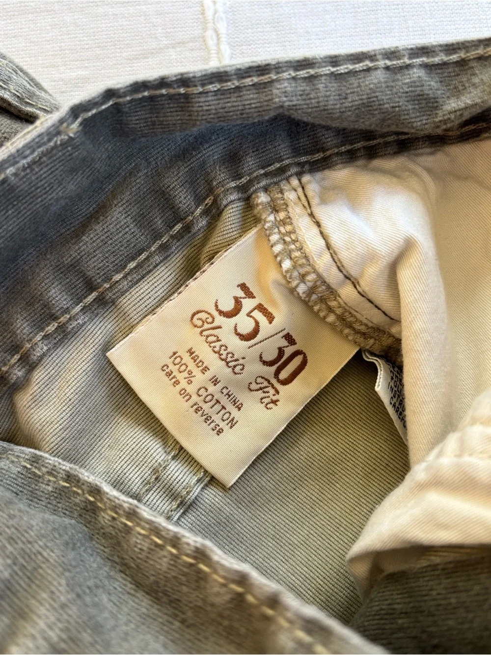 Tommy Bahama Classic Fit Corduroy Pants Olive Green Gray 35x30